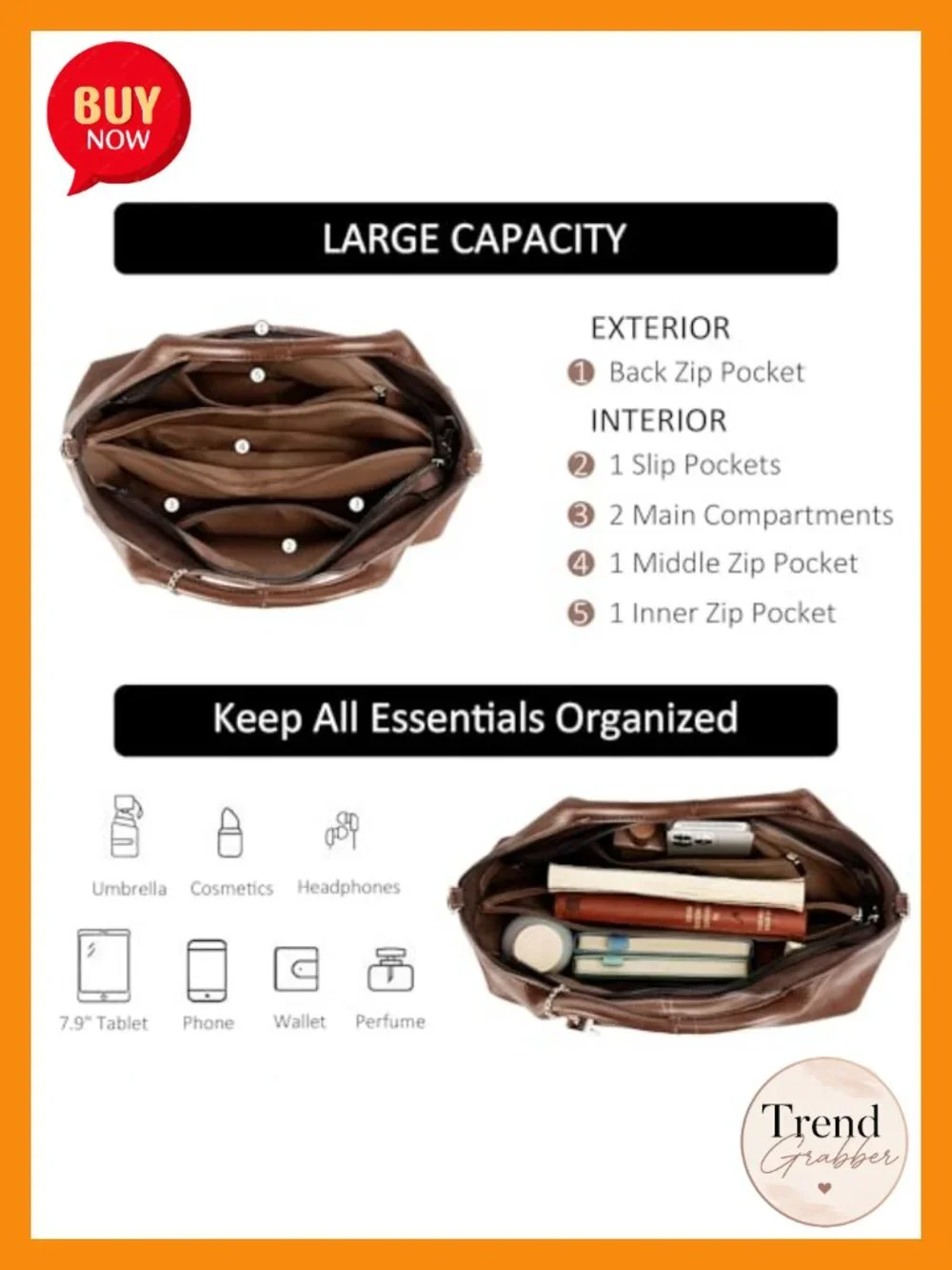 Medium Vegan Leather Satchel Crossbody Hobo Bag with Detachable Strap